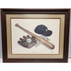 1973 C. Don Ensor Baseball Memories Art Framed 21.5x17.5 Cooperstown Babe Ruth